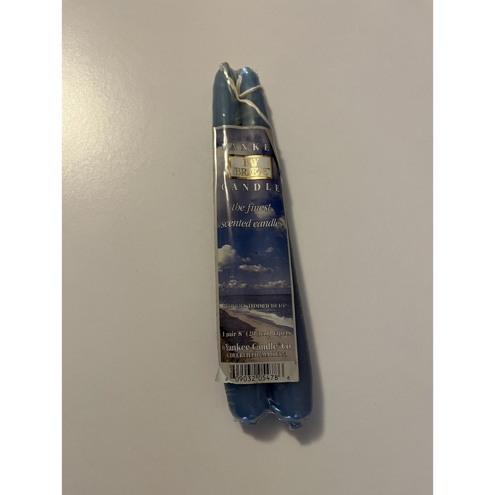 Yankee Candle Bay Breeze 8" Taper Candles Pair Unopened Retired & Rare Lt Blue